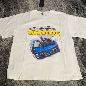 Rhude Racing Car Graphic T-Shirt White Mens Size Large